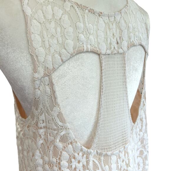Free People Dress Womens Small Cream Lace‎ Boho Babydoll Coquette Cottage Core - Picture 8 of 12